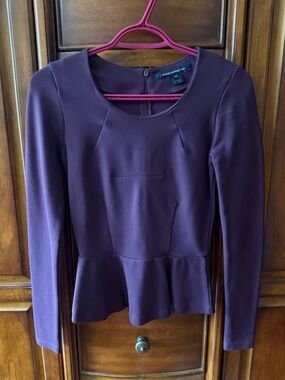 French Connection Plum Peplum Long-Sleeve Top